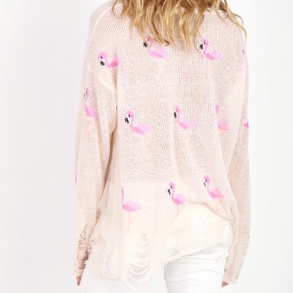 Wildfox Couture Miami Suburb Flamingos 🦩Lenon Sweater - Picture 4 of 16
